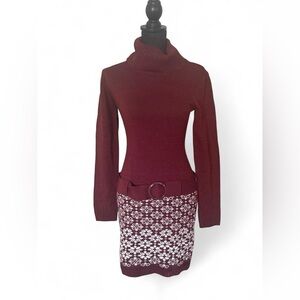 VENUS Maroon Turtleneck Sweater Dress